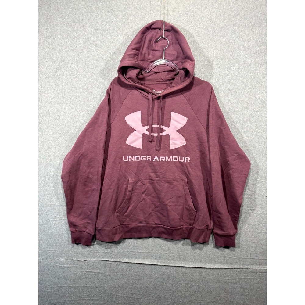 Under Armour Hoodie Rival Fleece Big Logo Gym Lounge Comfy Men's‎ Large Purple